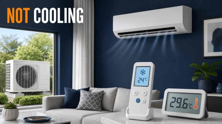 Wall-mounted air conditioner running while room remains warm