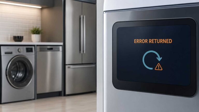 Appliance control panel showing an error returning after reset