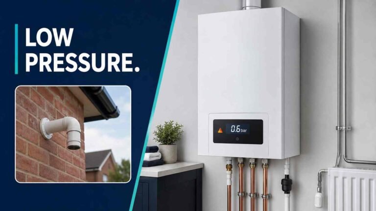 Wall-mounted boiler displaying low heating-system pressure