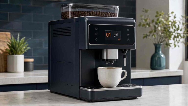 Fully automatic coffee machine displaying Error 01 on its control panel