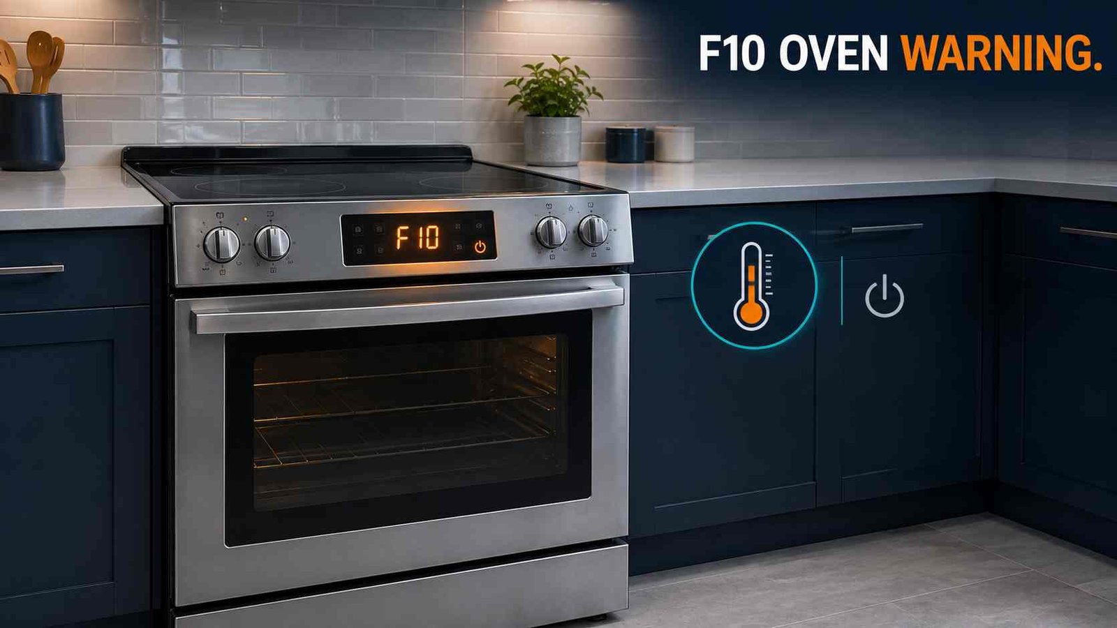 Electric oven display showing F10 runaway temperature warning
