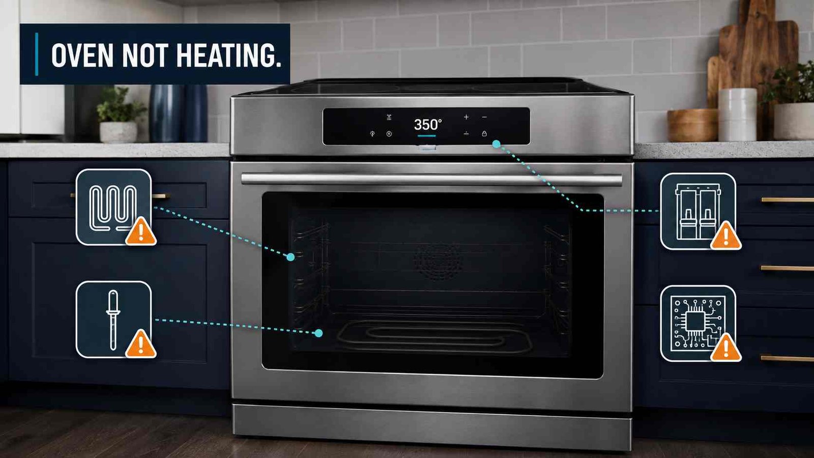 Electric oven powered on but not producing heat