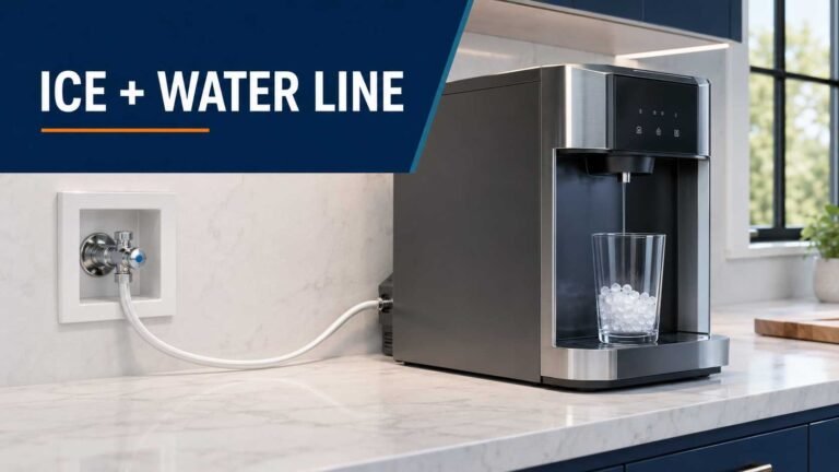 Countertop ice and water dispenser connected to a household water line