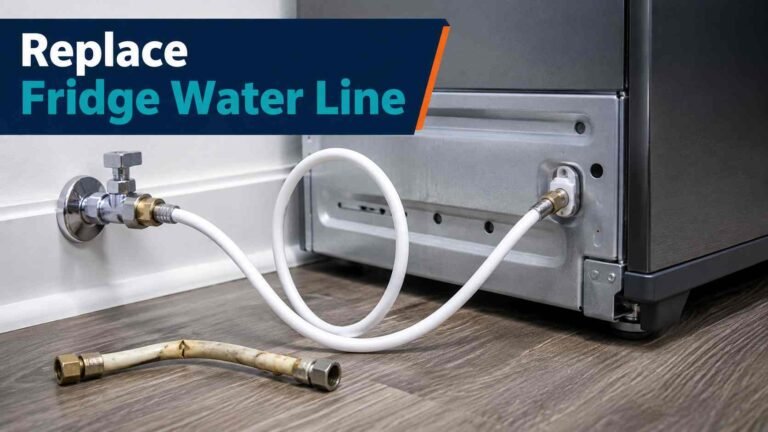 New water supply line connected behind a refrigerator