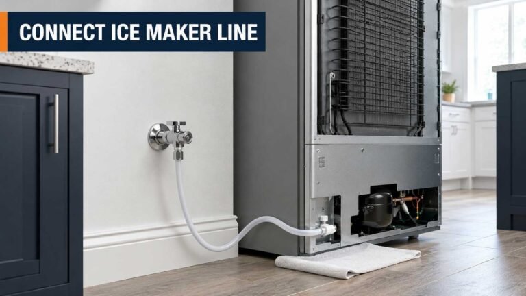 Refrigerator ice maker water line connected to a cold water valve