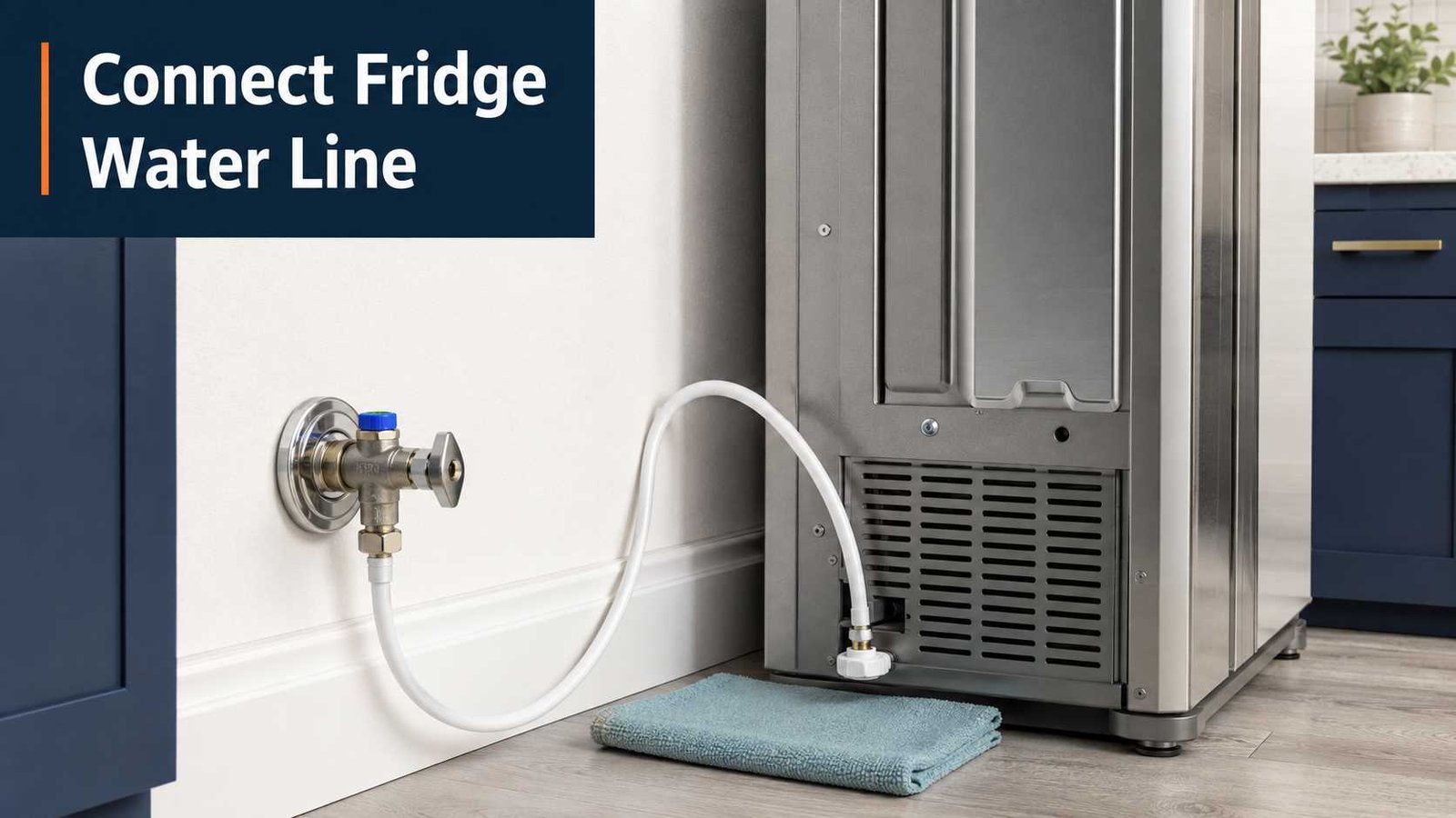 Refrigerator water line connected securely to the rear water inlet