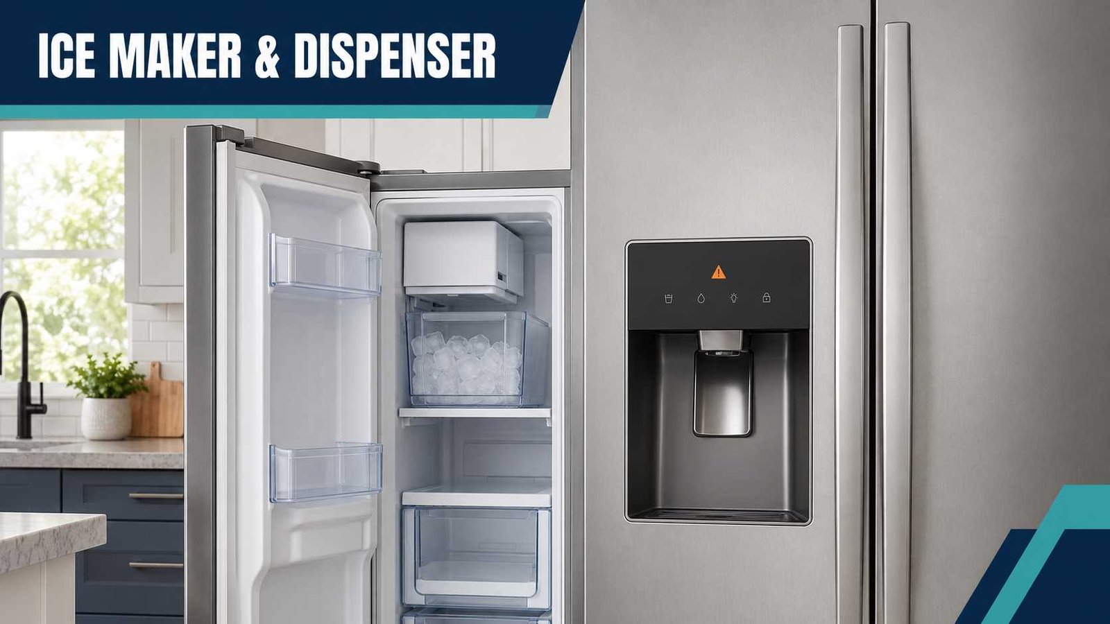 Refrigerator ice maker and water dispenser ready for troubleshooting