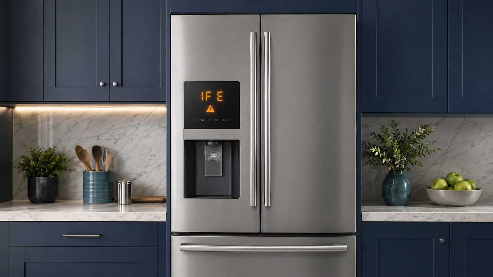 LG refrigerator display showing IF E ice maker fan error