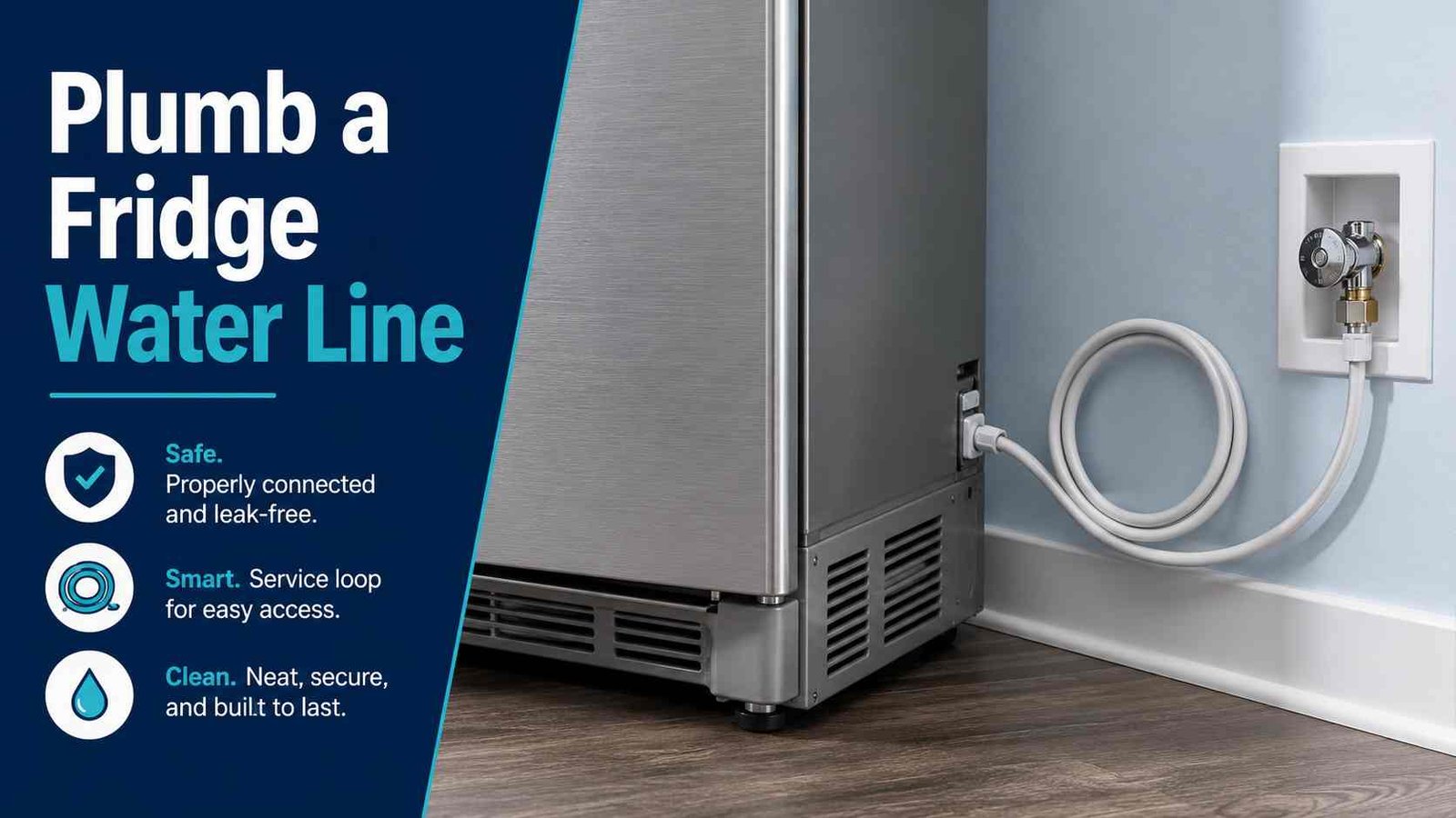 Refrigerator water line connected to an accessible cold-water shutoff valve