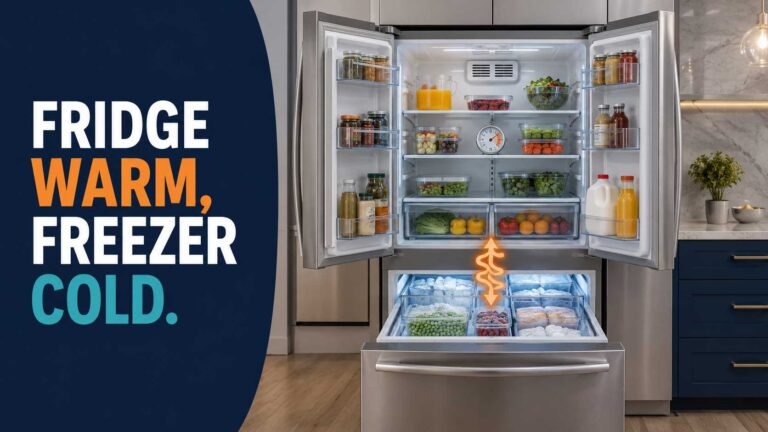 Warm refrigerator compartment beside a normally cold working freezer