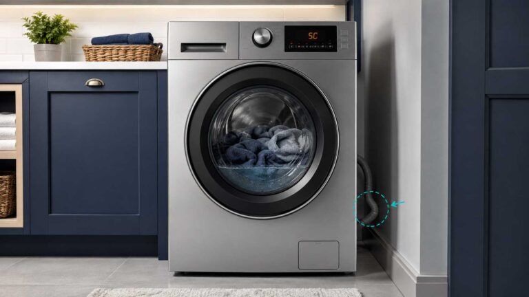 Front-load washer displaying 5C with water remaining inside the drum